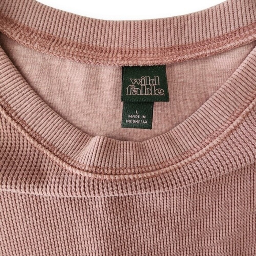 Wild Fable Boxy Waffle Weave Long Sleeve Pullover Dusty Rose Pink Size L - Picture 2 of 5
